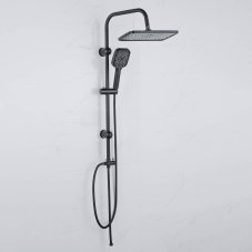 Душевая система, верхний душ 1 режим 300x200мм, ручной душ 1 режим 95x115мм, черный RAIN