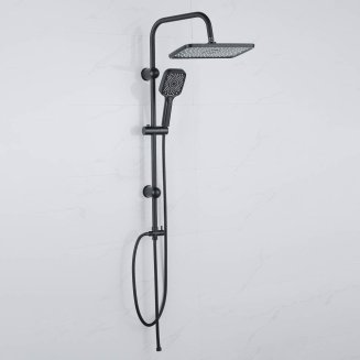 Душевая система, верхний душ 1 режим 300x200мм, ручной душ 1 режим 95x115мм, черный RAIN