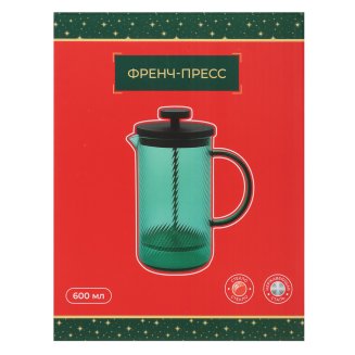 Френч-пресс 600мл, жаропрочное стекло Новогодняя коллекция Щелкунчик