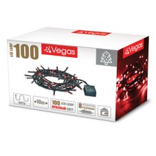 Электрогирлянда "Нить" 100 красных LED ламп, 8 режимов, зеленый провод, 10 м,