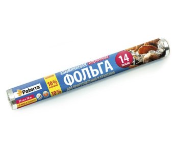 Фольга пищевая &quot;СУПЕР ПРОЧНАЯ&quot; PATERRA, 29 см х 10 м+1м АКЦИЯ (рулон в пленке)