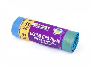 Мешок для мусора &quot;ОСОБО ПРОЧНЫЕ&quot;, 35 л, с завязками, PATERRA, 12 мкм, 20 шт. в рулоне