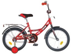 Велосипед NOVATRACK 16", URBAN, красный, тормоз нож., цветн.крылья, багажник хром., #107110